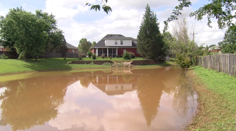 Detention pond behind Issac Sakyi-Addo's home